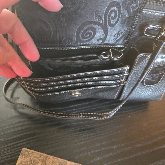 Brighton Black Leather Liza French Kiss Crossbody Organizer / Shoulder Bag w/box - Picture 11 of 16